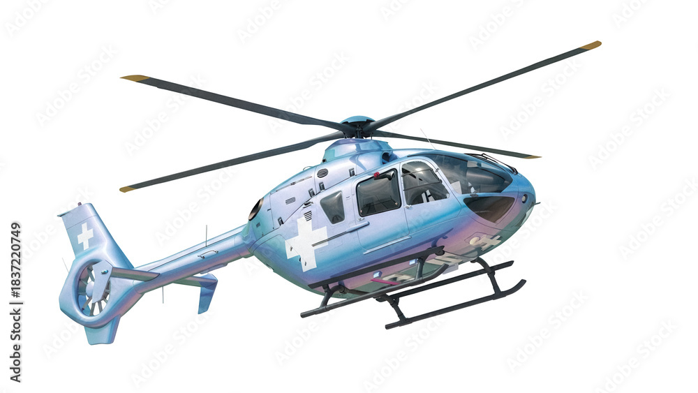 Αυτοκόλλητο Blue medical helicopter PNG isolated on transparent background, air ambulance fo