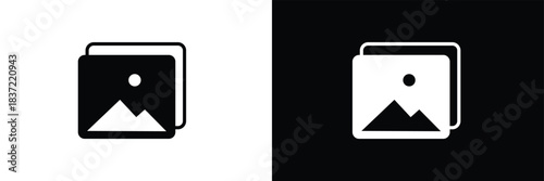 Photo gallery vector icon set. image album symbol in black color. media pic sign for apps and website UI designs. Vector illustration. EPS 10 .