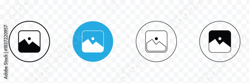 Photo gallery vector icon set. image album symbol in black color. media pic sign for apps and website UI designs. Vector illustration. EPS 10 .