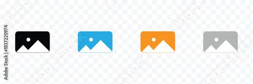 Photo gallery vector icon set. image album symbol in black color. media pic sign for apps and website UI designs. Vector illustration. EPS 10 .