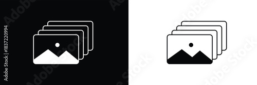 Photo gallery vector icon set. image album symbol in black color. media pic sign for apps and website UI designs. Vector illustration. EPS 10 .