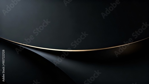 Curved golden metallic strip separating folds of luxurious dark charcoal paper against a minimalist black background.