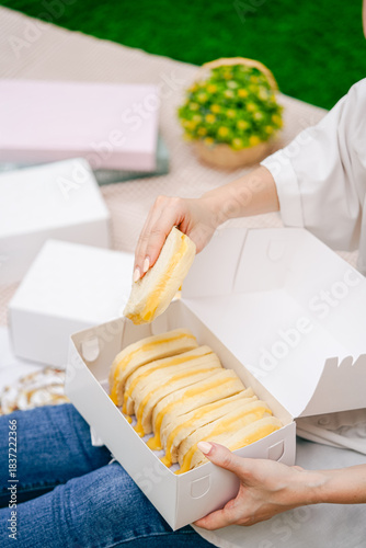 steamed bread or bun filled with srikaya jam