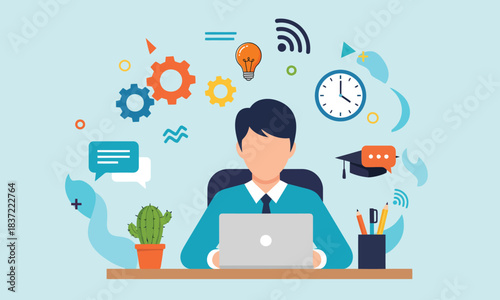 Flat vector illustration of a workplace conflict situation with an angry man and woman being separated by a happy, mediating man in business attire, symbolizing resolution