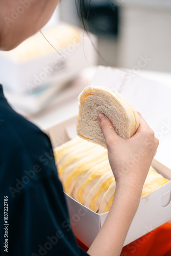 steamed bread or bun filled with srikaya jam