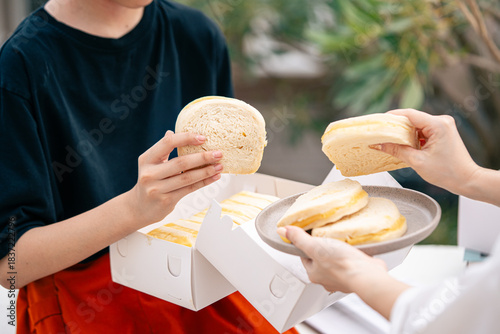 steamed bread or bun filled with srikaya jam