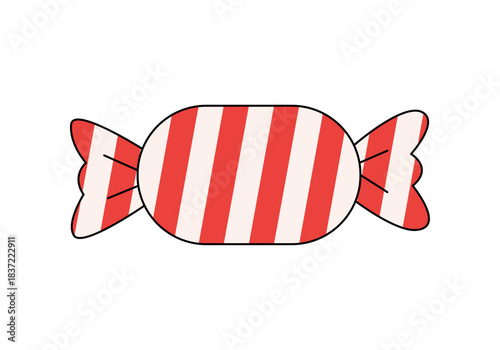 Caramelo envuelto con rayas rojas y blancas de navidad