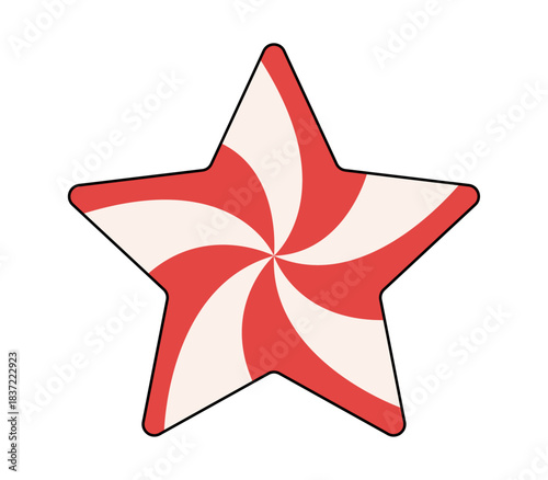 Estrella roja y blanca tipo caramelo navideño