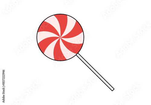 Piruleta roja y blanca en fondo blanco