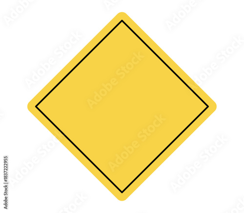 Señal de tráfico en forma de rombo con borde negro y fondo amarillo