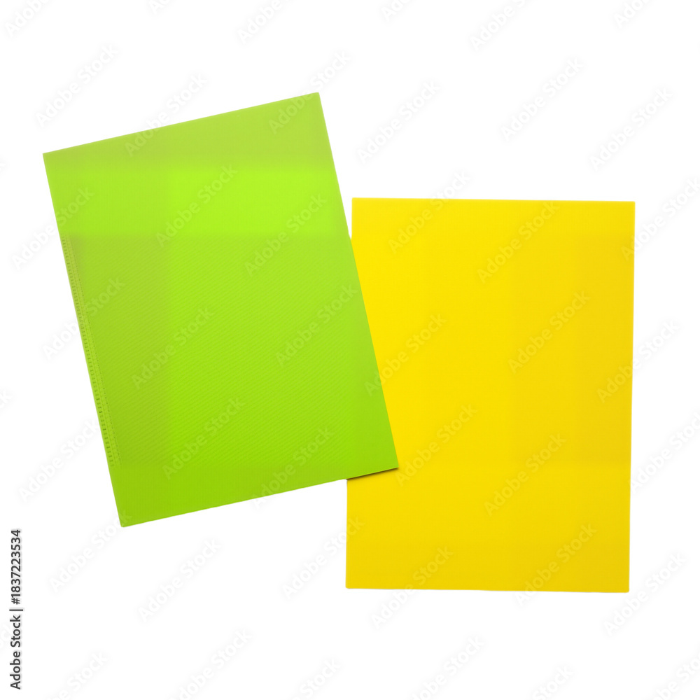 Fototapeta premium Two Vibrant Paper Sheets – Minimalist Contrast of Lime Green and Bright Yellow