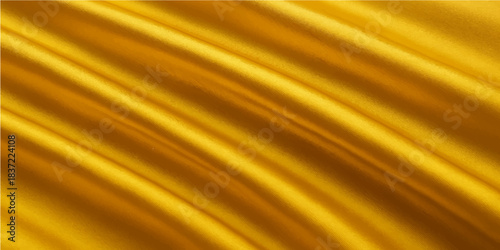 Bright yellow and gold silk or satin fabric texture with soft waves, perfect as a luxury textile backdrop or elegant pattern design