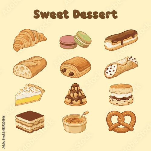 Assorted Cake and Patisserie Vector Food Graphics
