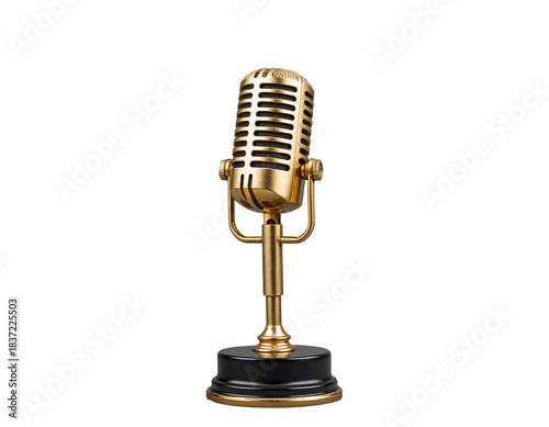 Golden Vintage Microphone on Stand