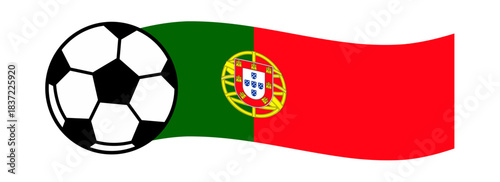 Dynamic vector illustration featuring a classic soccer ball integrated with the flowing flag of Portugal, symbolizing national pride, football passion, and competitive spirit