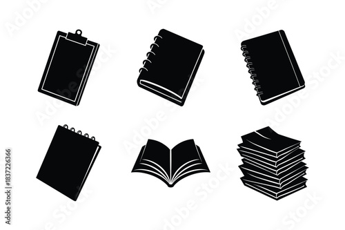 Paper and Books vector silhouette bundle