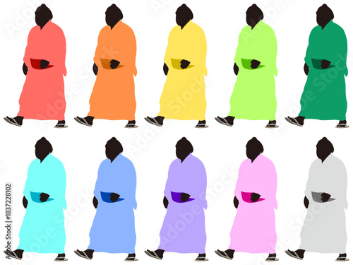 着物姿で歩くお相撲さん