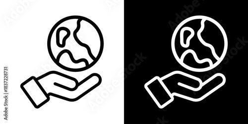 Environment Icon Of Line Black And White Style Vector Illustration
