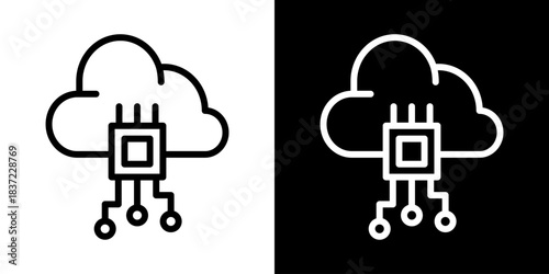 Cloud Computing Icon Of Line Black And White Style Vector Illustration
