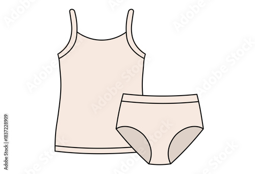 Women’s Camisole and Brief Underwear Set Illustration