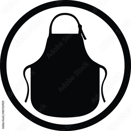 Illustration Apron icon in black circle design silhouette vector