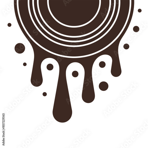 Brown chocolate liquid melted splash stain element design flowing sweet drop decoration abstract food symbol isolated