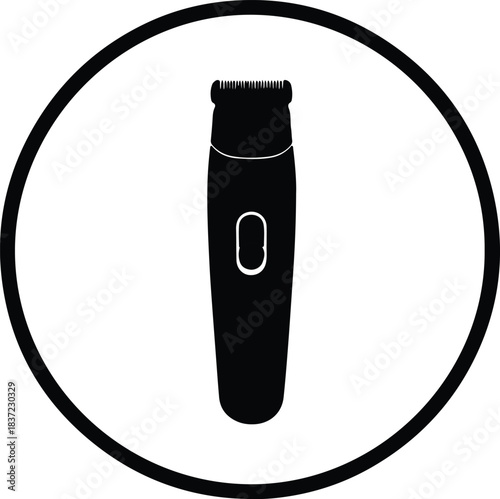 Illustration electric hair clipper inside circle frame silhouette vector