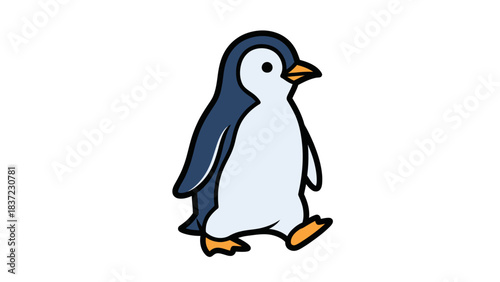 Cute cartoon penguin walking