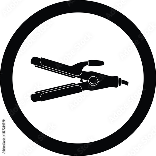 Illustration Hair straightener icon silhouette for beauty salon vector