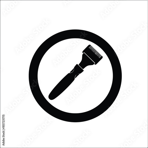 Illustration of derma roller inside a black circle silhouette vector