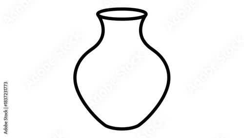Simple outline drawing of a classic vase on a white background, elegant shape.