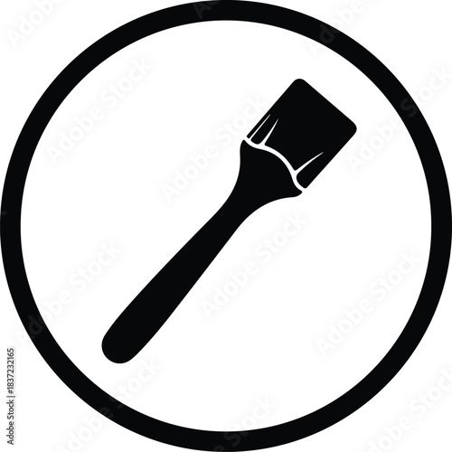Illustration paint brush inside a circle minimalist design silhouette vector