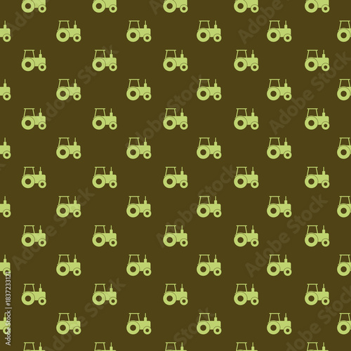 Simple tractor truck seamless pattern isolated on color background
