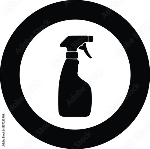 Illustration spray bottle circle icon simple black silhouette vector