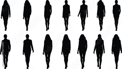 Walking, silhouette, human, figure, posture, motion, gait, black, icon, movement, body, gesture, stride, anatomy, style, row, variation, forward, people, study