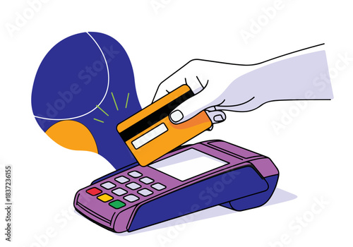 Tap payment with credit card and glowing idea bulb concept