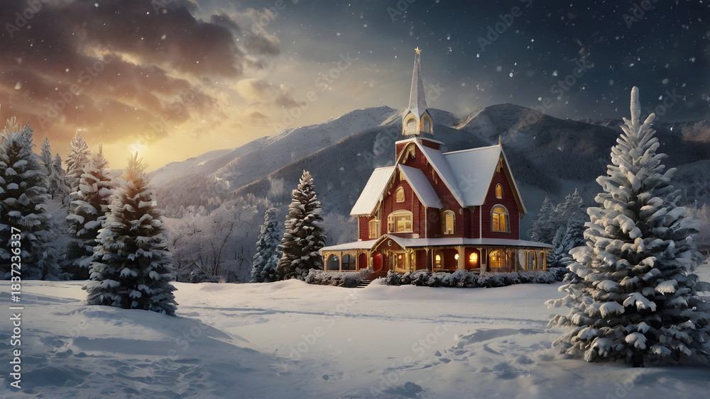 Fototapeta premium house in the snow