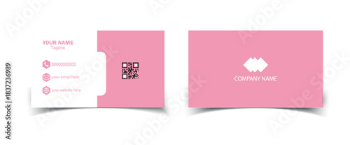 Trendy  abstract business card template in pink color. Designed for business and corporate concept. Vector illustration. 