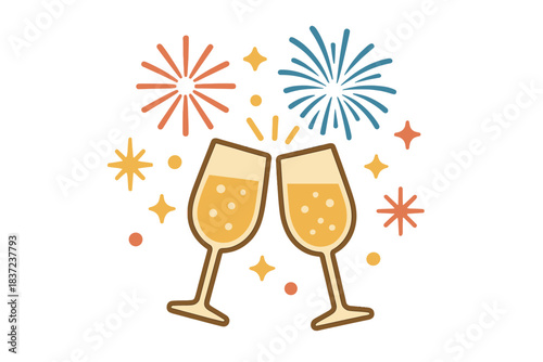 Idea di Capodanno: celebrare con due calici, luci incantate e fuochi d'artificio