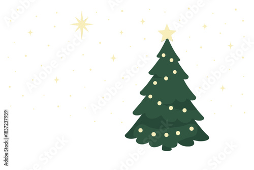 Snowy holiday scenery, enchanted fairy glow, a festive tree, and a starlit winter sky