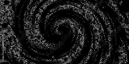 Halftone vector abstract background of circular dots. Texture of particles. Chaotic ornament. Circular pattern of point. Design of banner, poster website, frames social networks.