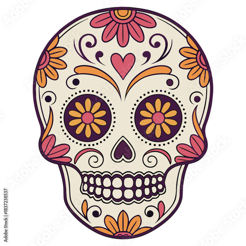 Colorful Floral Skeleton Head Clipart