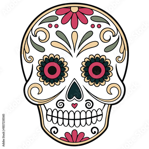 Cute Kawaii Style Sugar Skull for Celebration