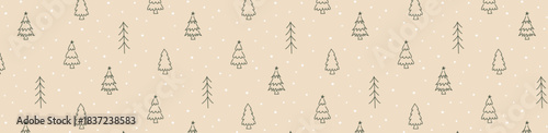 christmas tree doodle seamless patttern background