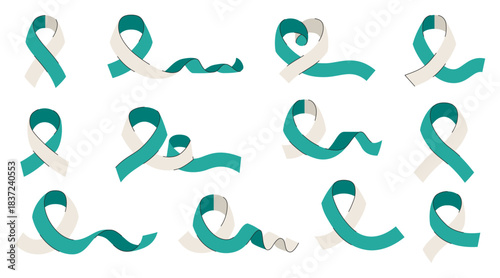 Cervical cancer awareness ribbon set