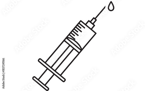 Medical hypodermic syringe and needle equipment for injection or vaccination on a white isolated background