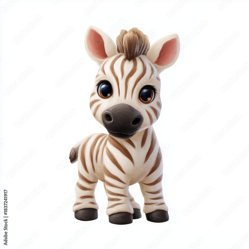 Fototapeta premium Playful zebra toy in a colorful setting cute animal figurine children's room whimsical design
