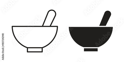 Bowl of soup icons set. Simple set of vector illustrations