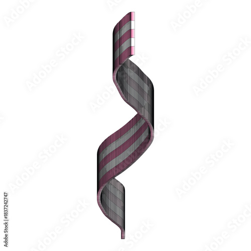 Abstract Striped Ribbon Helix in Pink, Black and Gray for Modern Design and Visual Art
