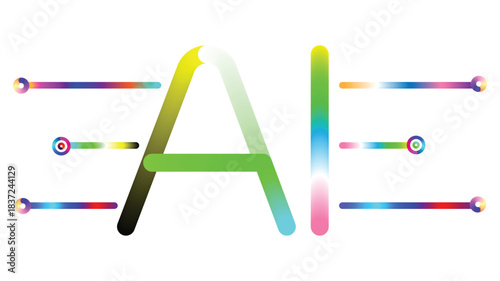 Stunning modern AI logo design featuring vibrant gradient sliders representing complex data processing and digital intelligence.